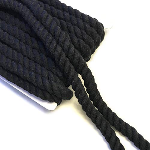 Over Kleshas Cotton One Way Braided Draw Cord Strap (10Yd/Pack) (Black, 1/2") #TOP1