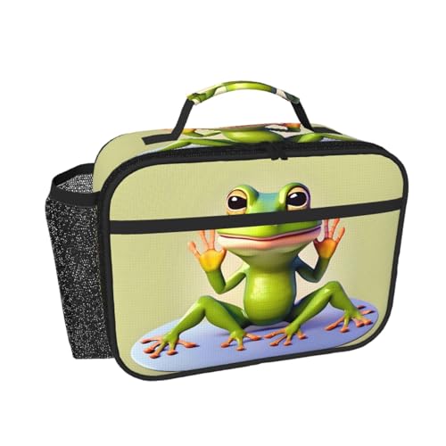JxWCher Insulated Lunch Bag with Frog Yoga Print