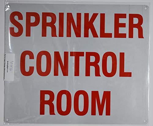 Sprinkler Control Room Sign (White, Reflective, Aluminium 10x12)