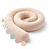 Lovely Hippo Seitenschläferkissen aus 100% Baumwolle – Bettschlange Body Pillow, Lange Kopfkissen Bettrolle, Nackenrolle Kissen (Sand, 150 cm)