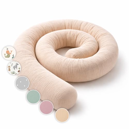 Lovely Hippo Seitenschläferkissen aus 100% Baumwolle Bettschlange Body Pillow Lange Kopfkissen Bettrolle Nackenrolle Kissen (Sand 150 cm)