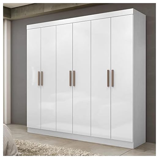 Guarda Roupa Casal 6 Portas 2 Gavetas Paris Espresso Móveis Branco