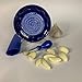 BonCera, All-in-one 4pcs Premium Ceramic Garlic Grater Set - HandMade, Blue Stoneware Design Grater Plate_Garlic Peeler, Gathering Brush, Display Stand, It's also grating Turmeric, Ginger, and more,.