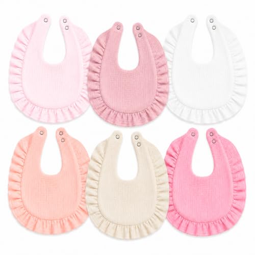 Image of Baby Muslin Bibs,6 Pcs Drool Bandana Bibs for Baby Girl Drooling and Teething,Soft and Absorbent Cotton for Newborn