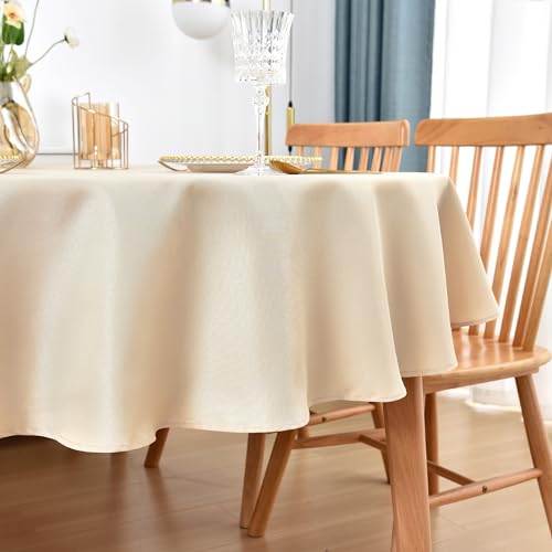 Nacuci Oval Tablecloth 52x70 Inch Polyester Fabric Table Cloth Solid Beige Heavy Duty Table Cover Washable for Dining Home Party by Nacuci - Used condition - Image 7