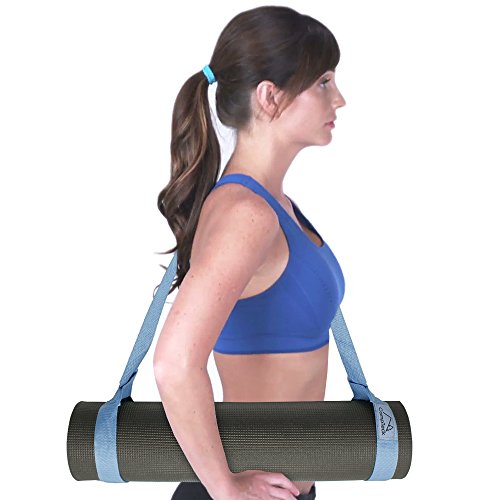 CampTeck U6821 Correa Esterilla Yoga Poliéster 180cm x 3,8cm Eslinga Adjustable para Hombro, Pilates, Yoga, Ejercicios, Aeróbica, Colchoneta Fitness para Exteriores y Deporte - Azul