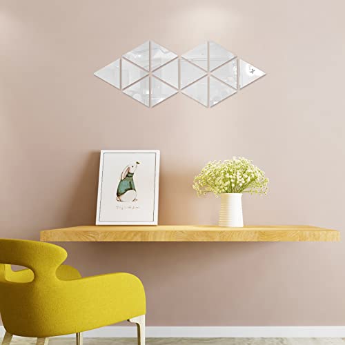 Haodeni 18 Pcs Large Acrylic Triangle Mirror Tile Wall Stickers Removable Self-Adhesive Diy Mirror Wall Decals Geometric 3D Mirror Art Wall Decoration For Door Wall Furniture Home Decor #TOP5