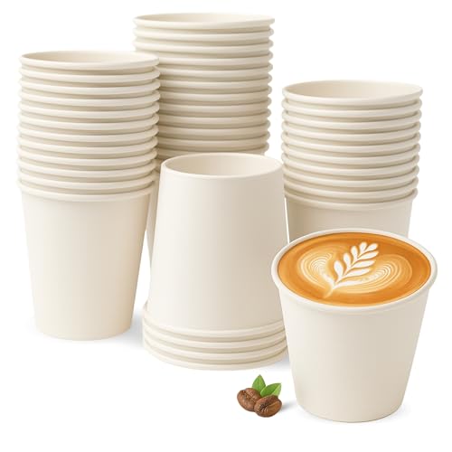 Vasos Café Desechables, Vasos Cartón, Uso en Catering, oficina, eventos, Vasos color Blanco, Apto para bebidas calientes y frias, Capacidad 200 cc, Color Blanco, Pack 50 Unidades