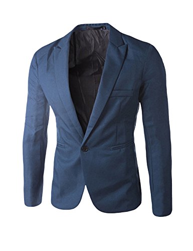 Bestgift Blazer masculino de cor lisa com um botão, Azul royal, US XXL(Asia XXXL)
