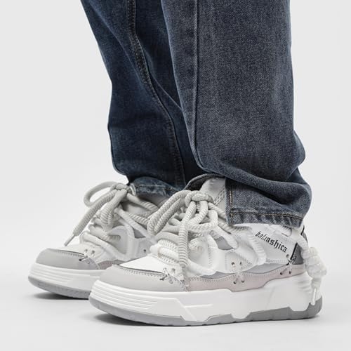 Couple's Faux - Leather Chunky Sneakers, Lightweight and Breathable. Suitable for Walking, Tennis, Running, with Height - Increasing Design. Perfect for Casual and Stylish Looks.4