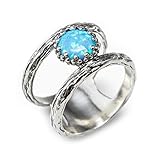 Joolala Created Fire Opals Sterling Silver Women’s Ring – 925 Silver Rings for Women – Ocean...