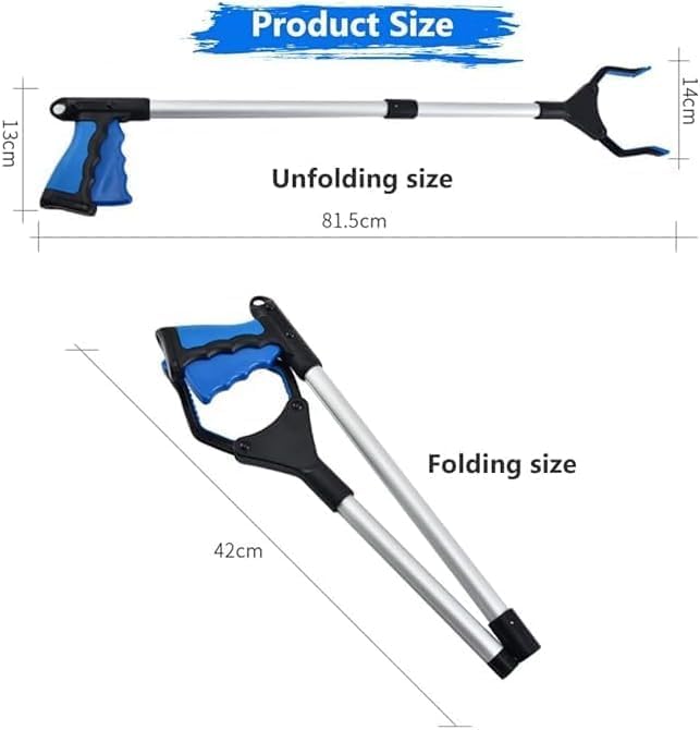 80cm Foldable Litter Picker Long Arm Litter Picking Equipment Rubbish Pick Up Hand Tool Reaching Aids Grabber Tool for Elderly