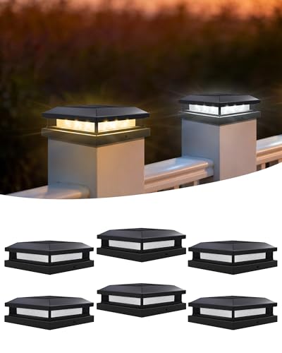 BRIMAX Lampe Solaire pour Poteau 9x9 / 10x10 / 12x12 cm | 3000K/6000K réglable | IP65 étanche | Lampe de Clôture pour Bois & PVC | Autonomie 8-12h | Lot de...