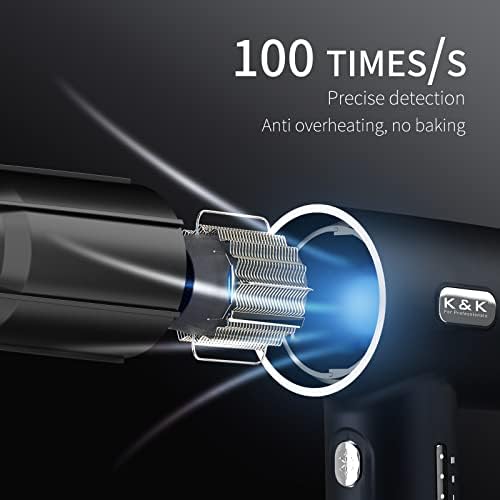 K&K Professional Hair Dryer, 110000 RPM/m Brushless Motor Ionic 1800W Blow Dryer, Low Noise Fast Drying 340g Lightweight Dryer with 3 Speeds 3 Heating for Home, Salon and Travel, Black