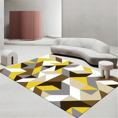 Tapis doux de salon jaune 80x160cm grand tapis chambre lavable machine