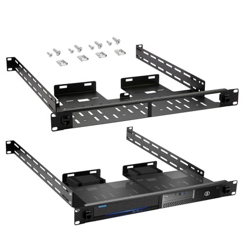 Mini PC Rack Mount for 2 Units, 1U 19-Inch Heavy Duty Server Mount Kit Compatible with Dell OptiPlex Micro, Lenovo ThinkCentre Tiny, HP EliteDesk Mini – Includes 2X RJ45 CAT6 Ports & Hand Screws