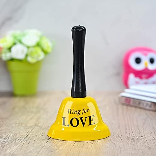 Hand Bell, Metal Tea Bell Gold Attention School Bell Small Hand Bell, Christmas Jingle Bell for Last Order, Hotel Service, Meditation Prayer, Pet Feeding and Home Decoration (Yellow)