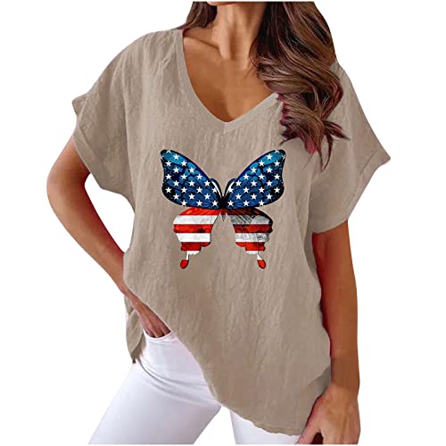 4Th Of July Patriotic Shirts For Women American Memorial Day Tshirt Top Usa Stars Stripes Summer Tee Tops 2023 New #TOP27