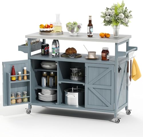 Zevemomo Outdoor Grill Cart with Storage and Lockable Wheels