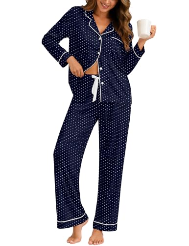 Image of ZMJ Womens Pajamas Sets 2 Piece Long Sleeve and Pant Pj Sets Button Up Sleepwear