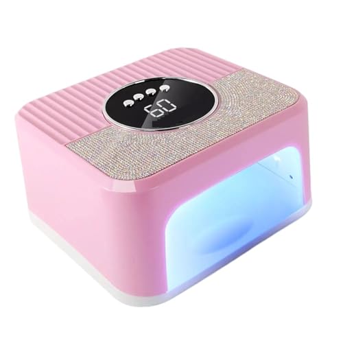 Lámpara UV LED para uñas, Lámpara UV LED profesional for secado de esmalte gel uñas con 45 diseño diamantes for manicura doméstica(Pink)