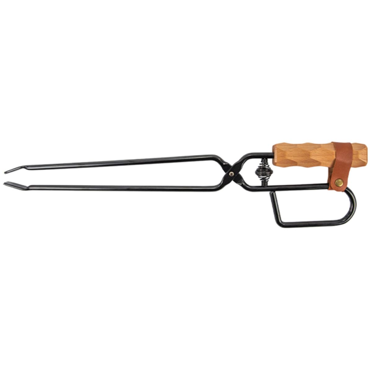 Pinzas para Carbón de Barbacoa 1 Pieza de Hierro y Madera | Negro, Uso en Camping y Chimenea, Diseño Fuerte y Multipropósito, Mango de Pu
