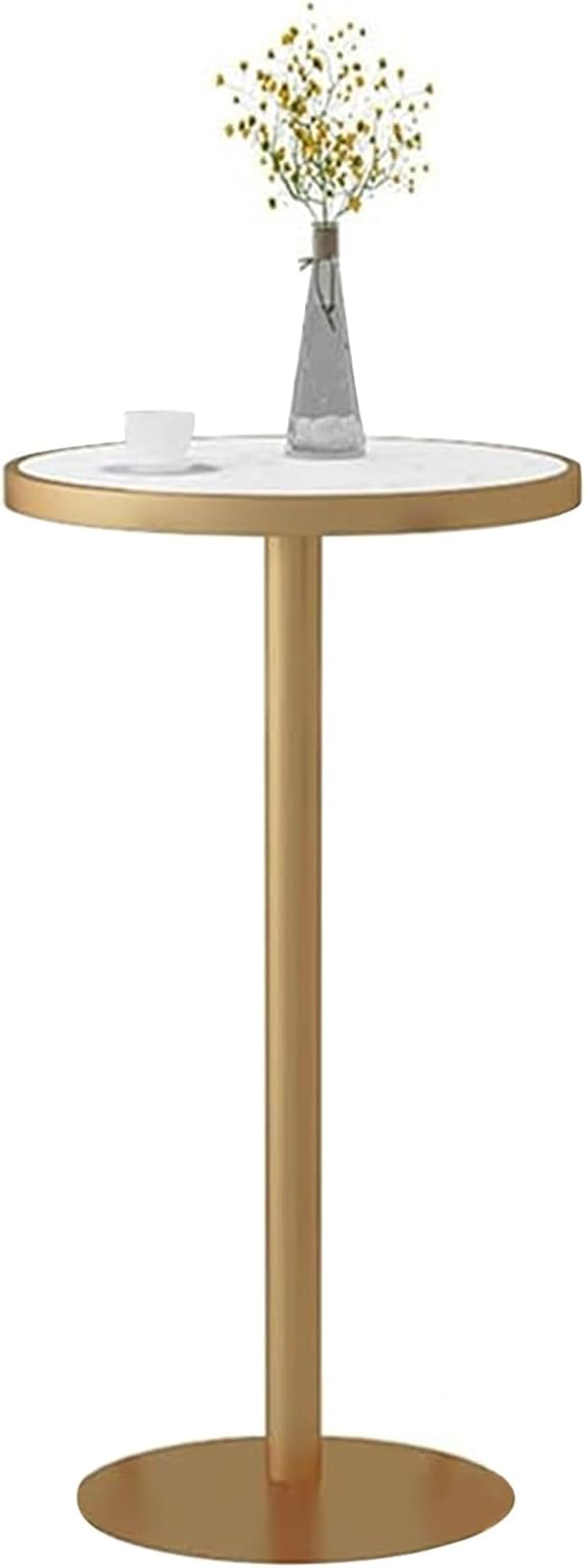 JATIBOSH Easy-to-Install Bar Table, Round Marble Table Top, Golden Stable Base, for Living Room or Kitchen Bistro Cocktail Table (Size : 55x95cm)