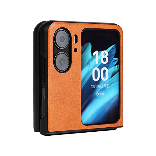 Kukoufey Case For Oppo Find N2 Flip Case Cover,Retro Pu Leather Ultra Slim Shockproof Case For Oppo Find N2 Flip 5G Cph2437 Pgt110 Case Yellow #TOP1
