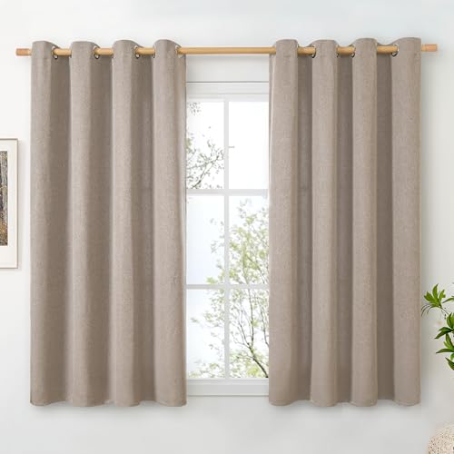 BGment Taupe Linen Curtains 54 Inch Length 2 Panels Set