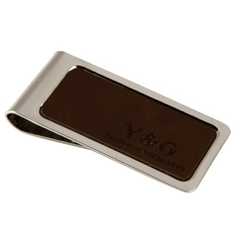 Y&G MC1051 Fitness Design Dark Brown Artificial Leather Stainless Steel Money Clips Friendship Presents Idea