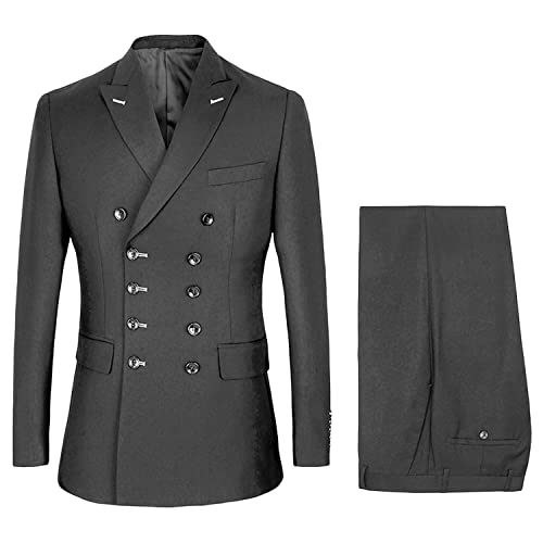 Costume à double boutonnage pour hommes avec veste à revers en pointe et pantalon d'affaires