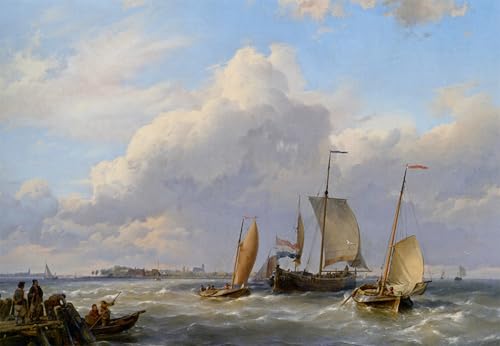 Tableau toile d'art Expédition au large des Néerlandais Koekkoek 60x90cm