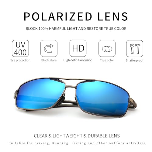 Image of SUNGAIT UV protection Ultra Lightweight Rectangular Polarized Sunglasses