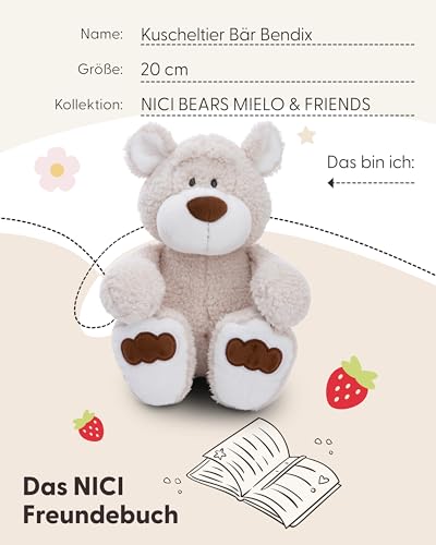 NICI Kuscheltier Bär Bendix 20cm Green I Schlenkernder Teddybär mit großen, knuffigen Tatzen I Plüschtier für Schmusetierliebhaber I Stofftier – 49436