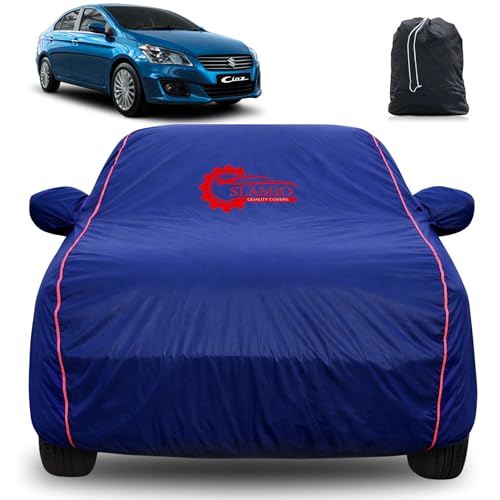 Image of 100% Waterproof Car Cover for Maruti Suzuki Ciaz 2018-2026 | All-Weather, Dustproof & UV Protection | Heavy-Duty 3-Layer Fabric | Custom Fit with Mirror & Antenna Pocket | Navy Blue