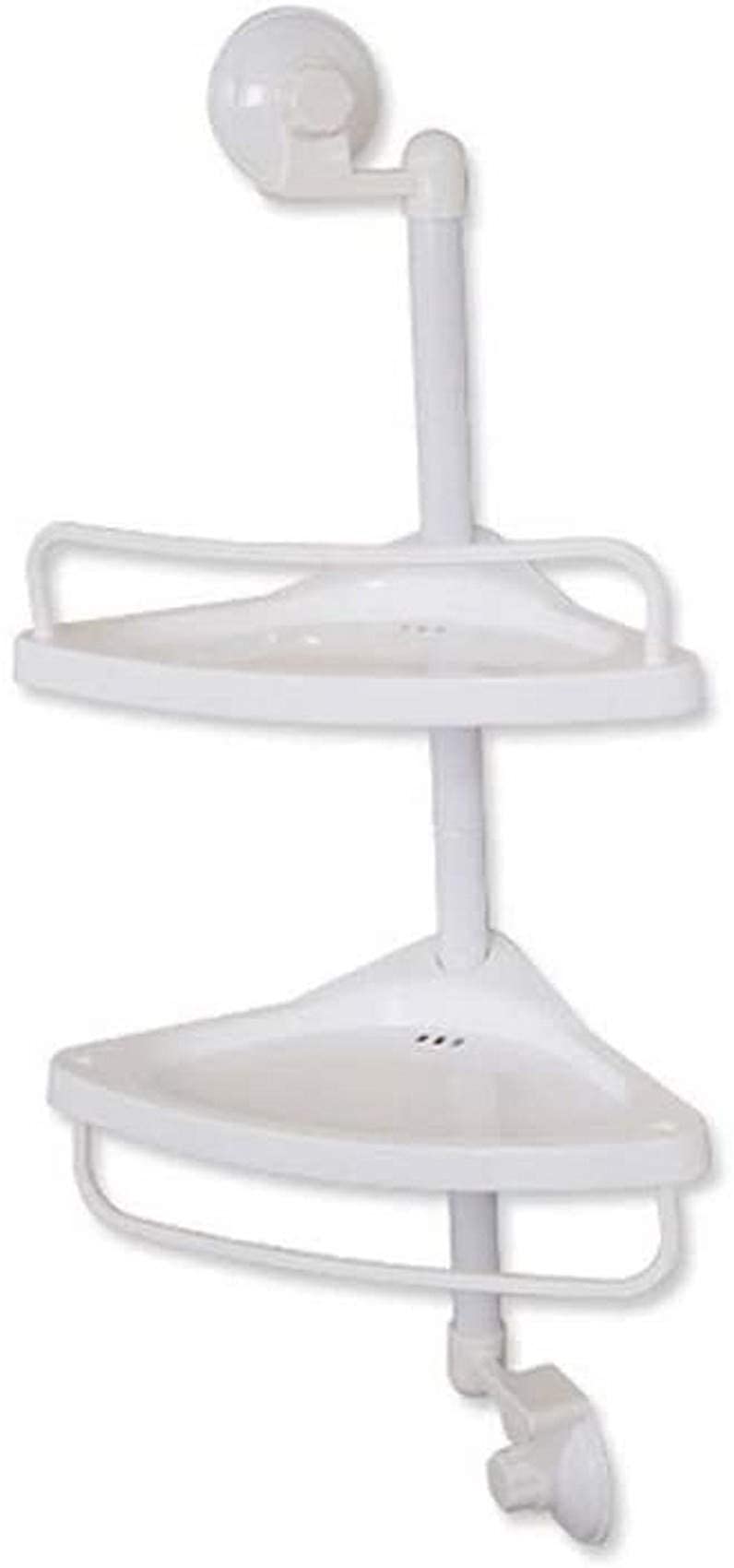 No Drilling Bathroom Corner Shelf Wall Mounted Shower Caddy Toilet Suction Up White Stand Kitchen Holder 2 Tier