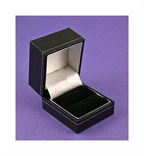 SilverFox - Caja de piel sintética para anillos, color negro