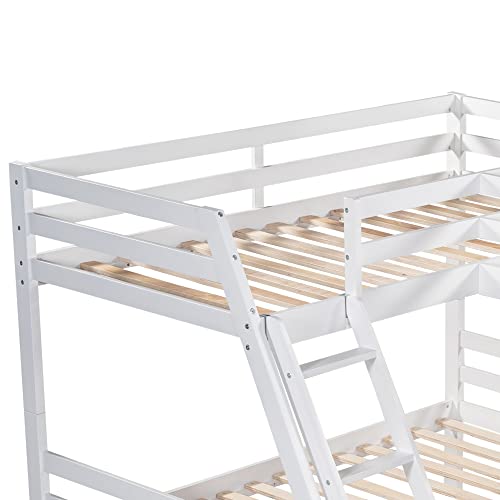 Aleyha L-Shaped Twin Over Full Bunk Bed,Material:pine Wood+Mdf,Overall Product Dimension:133.4''L*78.6''W*61.5''H,With Built-In Desk,White #TOP5