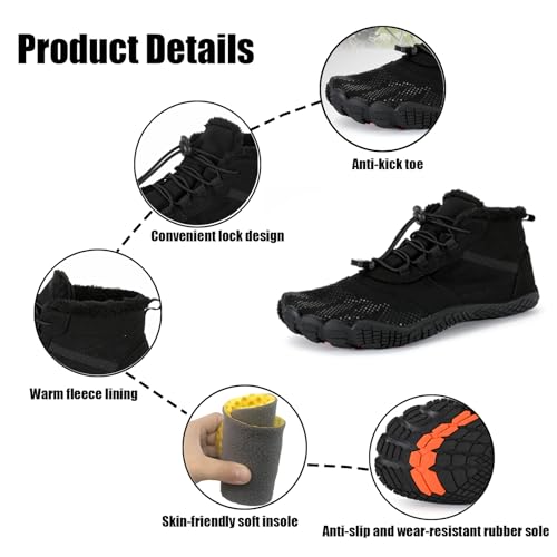 Helenbra Men's Plush Warm Hiking Snow Boots,Couple Lace Up Slip-on Soft Outdoor Travel Fashion Jogging Sock Sneakers Lightweight Barefoot Camping Backpacking Comfortable Winter Water Shoes2