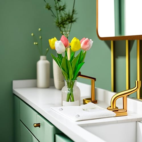Tulipes en soie fleurs artificielles : lot de 24 tulipes réalistes de 31 cm en 4 couleurs - 6