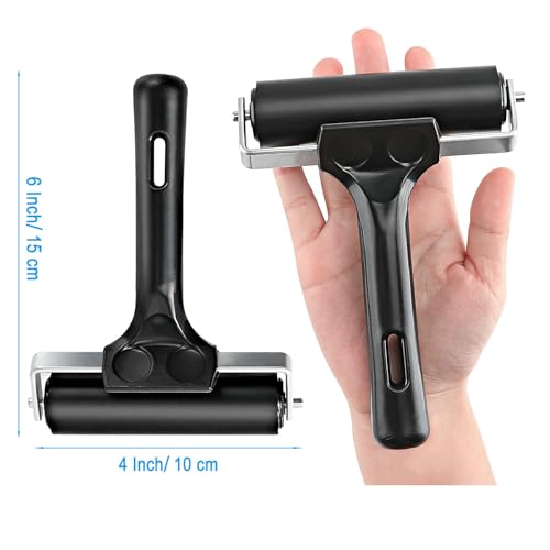 Image of Yorwe Rubber Roller, Brayer Ideal for Anti Skid Tape Construction Tools, Print, Ink and Stamping Tools(2.5 & 4 & 6-Inch, Black)
