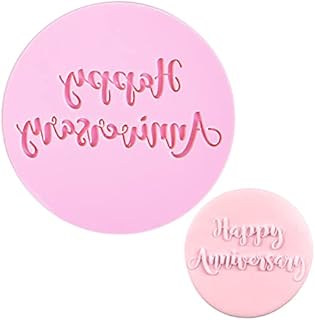 Crethink Anniversary Fondant Embosser "Happy Anniversary" Shape 3D Design Cookie Stamp for Baking Cookies,Decorating Cake/Sugar Paste/Cupcake