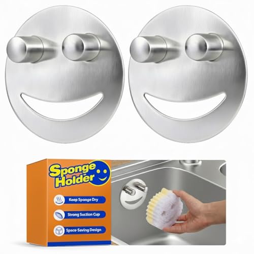 Discount Parts Direct Stainless Steel Sponge Holder For Scrub Daddy Mommy Sponge, Bathroom Kitchen Sink Caddy Organizer Storage with Suction Cup, Dishwasher Safe, Keep Sponge Dry, Silver, 2-Pack