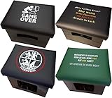 Design BierEx Bierkasten Sitz Bierkastensitz für Bierkiste Hocker schwarz Aufsatz Bierkiste für Stehtisch (4 größten Krisen)