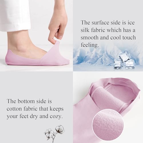 Image of floconssy No Show Socks Womens Nylon Non Slip Low Cut Invisible Liner Footies Thin Silk Socks for Flats Loafers 6 Pairs