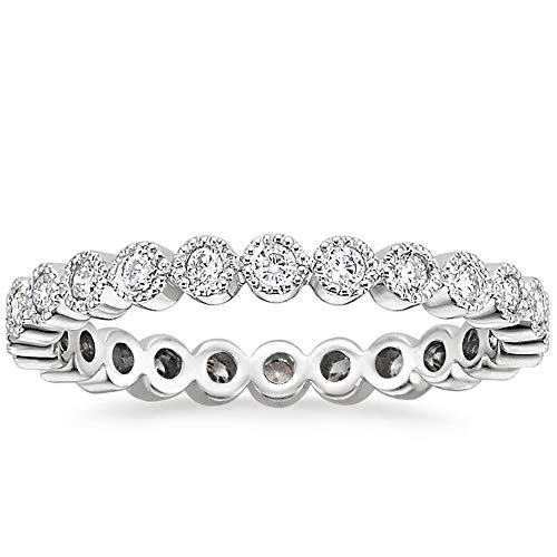 EAMTI 925 Sterling Silver Wedding Band Milgrain Cubic Zirconia Full Stackable Eternity Engagement Rings for Women Size 4.5