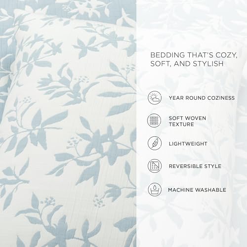 Lush Decor Floral Jacquard Reversible Matelasse Quilt 3 Piece Set King/California King Blue - Floral Bedding Set King Quilt- Cottage Core Decor by Lush Decor - Image 6