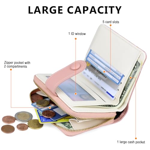 Image of Farcauo Womens Wallet Cute Small Wallets for Women Pink Women's Wallet Kawaii Flower Card Wallets for Women Ladies