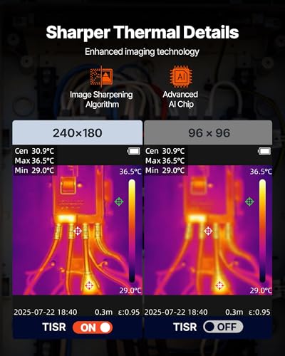 Image of VEVOR Thermal Camera, TISR Super Resolution 240x180, Thermal Imaging Camera with 2MP Visual Camera, 96x96 IR Resolution, 25HZ Refresh Rate, -4F to 1022F, 4 Image Modes & 6 Color Palettes