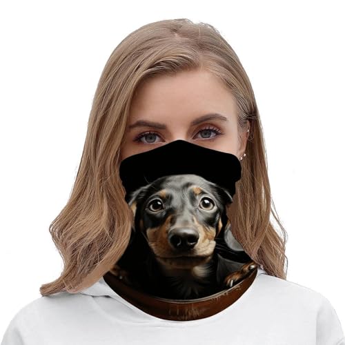 Balaclava Neck Gaiter Pad Dachshund para hombres y mujeres protección solar máscara facial enfriante transpirable bufanda pañuelo banda para la cabeza para esquí y senderismo miniatura 6